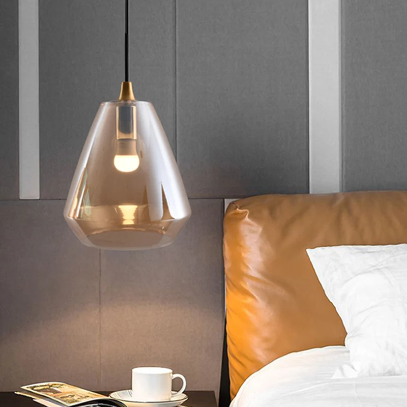 Diamond Suspension Hanger Modernistisch Crème/Amber/Rookglas 1 Licht Hanglamp Armatuur voor Eetkamer Clearhalo
