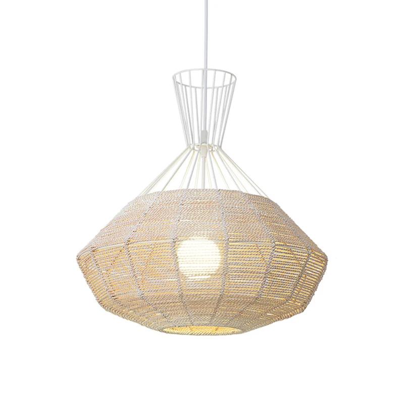 Diamond Suspension Lighting Traditioneel rotan 1 lamp 14"/18" breed houten hangend plafondlicht Clearhalo