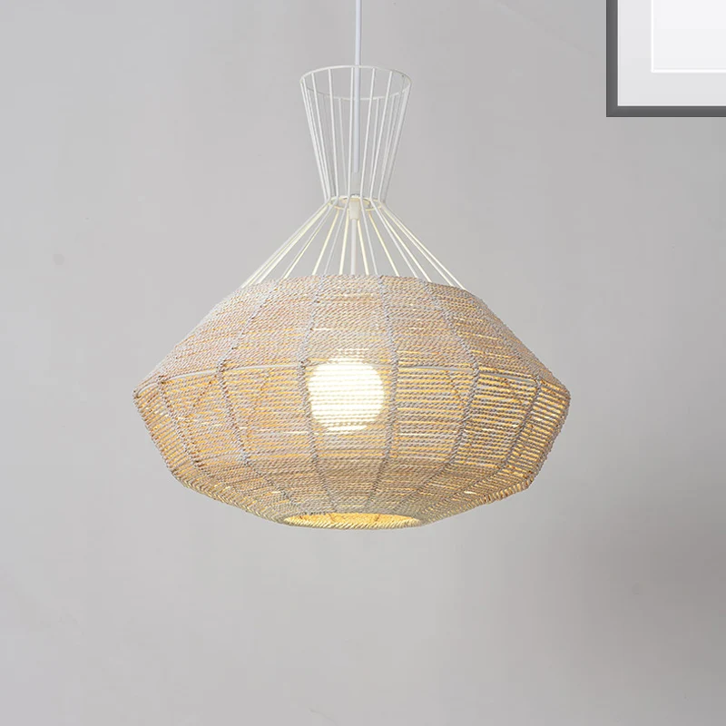 Diamond Suspension Lighting Traditioneel rotan 1 lamp 14"/18" breed houten hangend plafondlicht Clearhalo