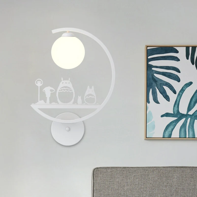 Dieren Metallic Wandkandelaar Lighting Nordic Single Wandlamp met witte/zwarte afwerking en C-arm Clearhalo