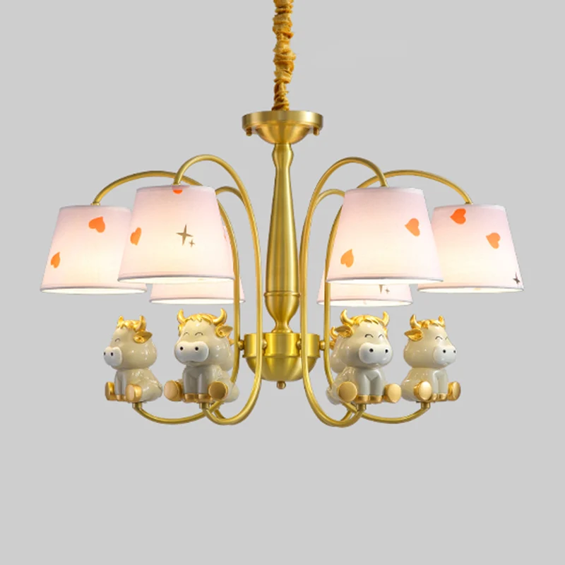 Dierenophanglamp kinderhars kinderkamer kroonluchterlamp met Empire-scherm wit Clearhalo