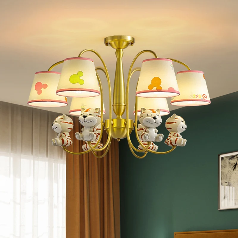 Dierenophanglamp kinderhars kinderkamer kroonluchterlamp met Empire-scherm wit Clearhalo