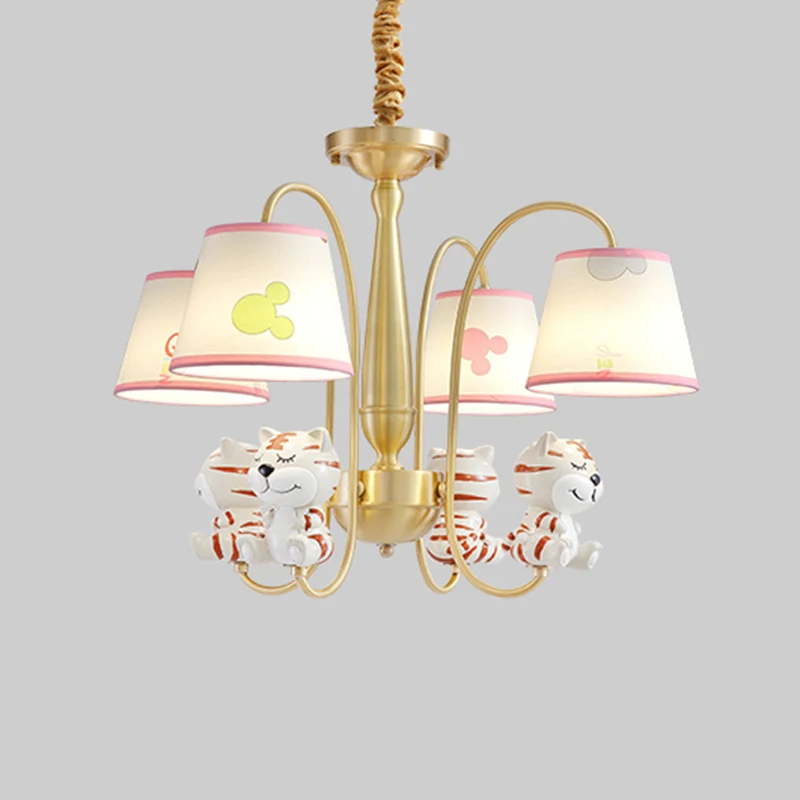 Dierenophanglamp kinderhars kinderkamer kroonluchterlamp met Empire-scherm wit Clearhalo