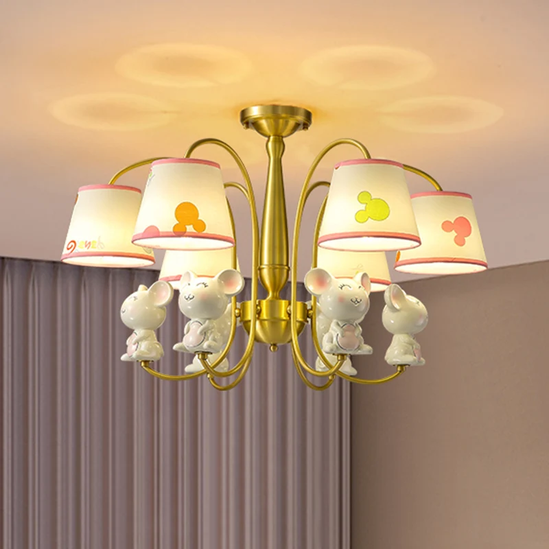 Dierenophanglamp kinderhars kinderkamer kroonluchterlamp met Empire-scherm wit Clearhalo