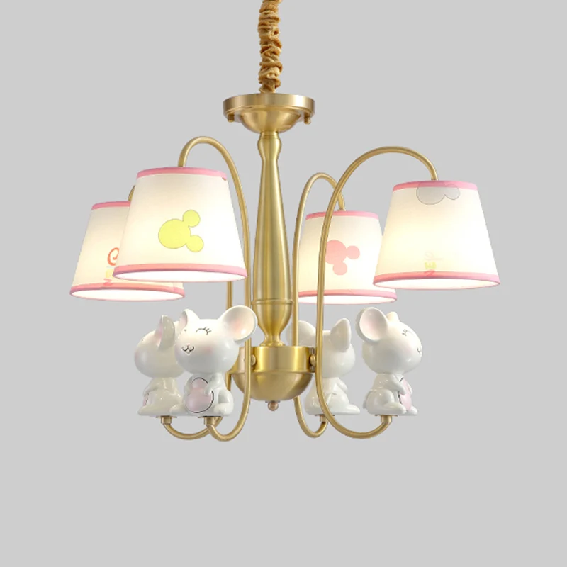 Dierenophanglamp kinderhars kinderkamer kroonluchterlamp met Empire-scherm wit Clearhalo