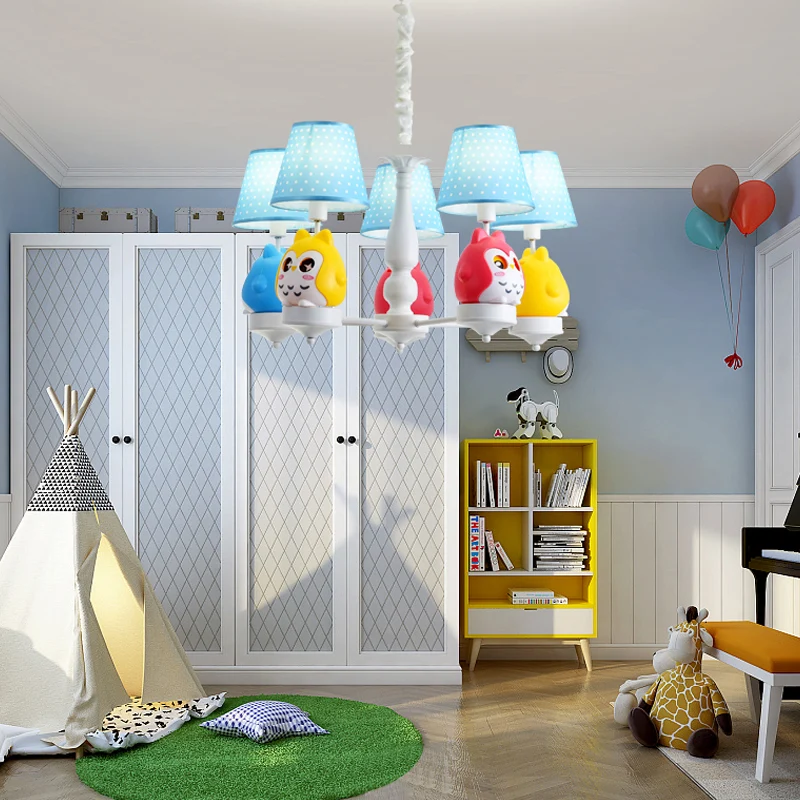 Dierlijke taps toelopende schaduw hangende plafondlamp hars uil hangende kroonluchter voor de kleuterschool Clearhalo