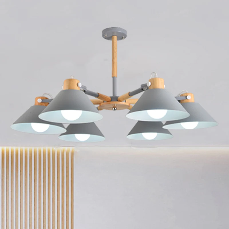 Dinging Room Cone Hanglamp Metaal 6 Lichten Eenvoudige Stijl Hangende Hanglampen Clearhalo