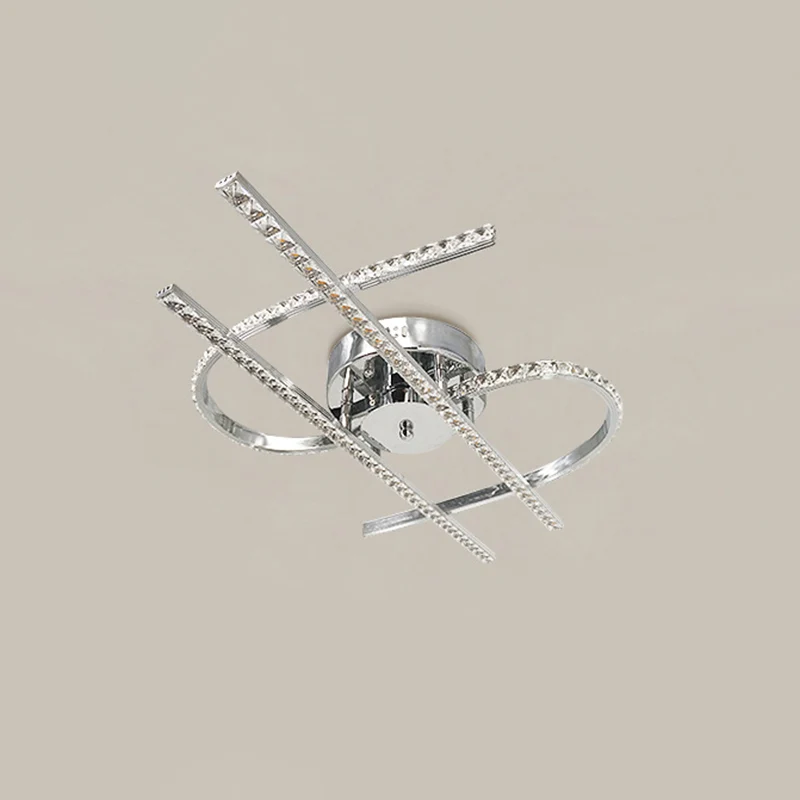 Dollarteken Slaapkamer Plafondverlichting Facet Crystal LED Eenvoud Semi Flush roestvrij staal, warm/wit licht Clearhalo
