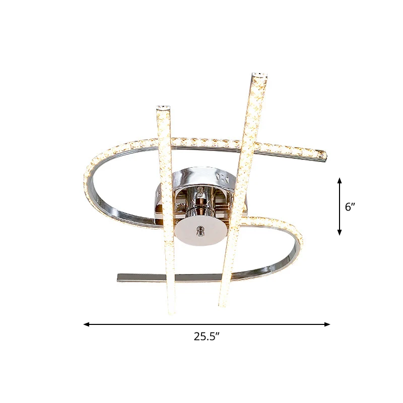 Dollarteken Slaapkamer Plafondverlichting Facet Crystal LED Eenvoud Semi Flush roestvrij staal, warm/wit licht Clearhalo