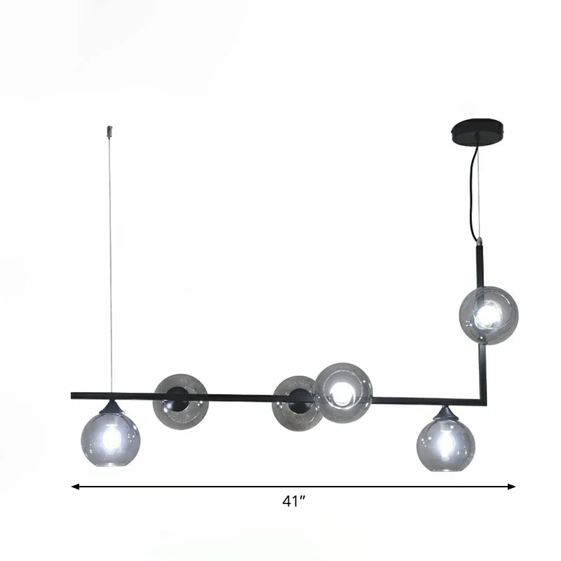Dome Glass Island-plafondlamp Postmodernisme 6-kops hanglamp voor eettafel Clearhalo