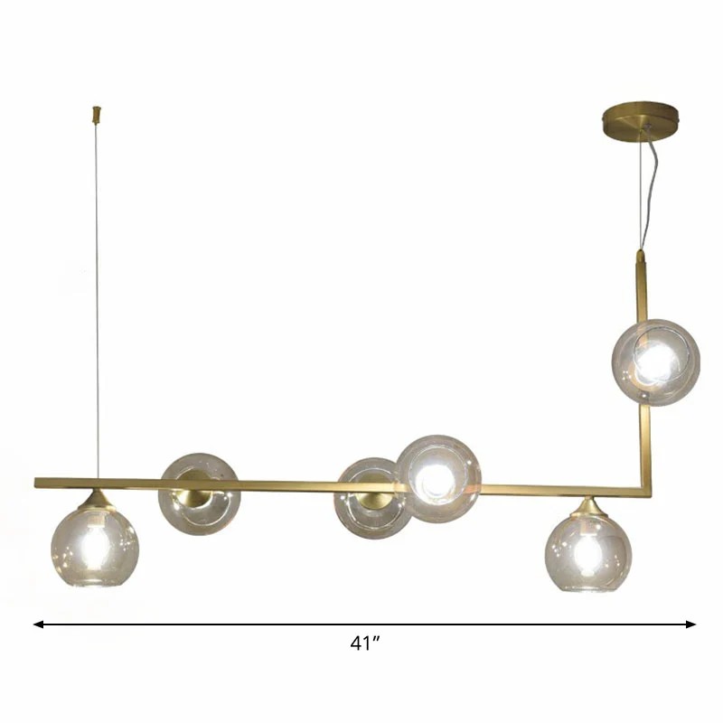 Dome Glass Island-plafondlamp Postmodernisme 6-kops hanglamp voor eettafel Clearhalo
