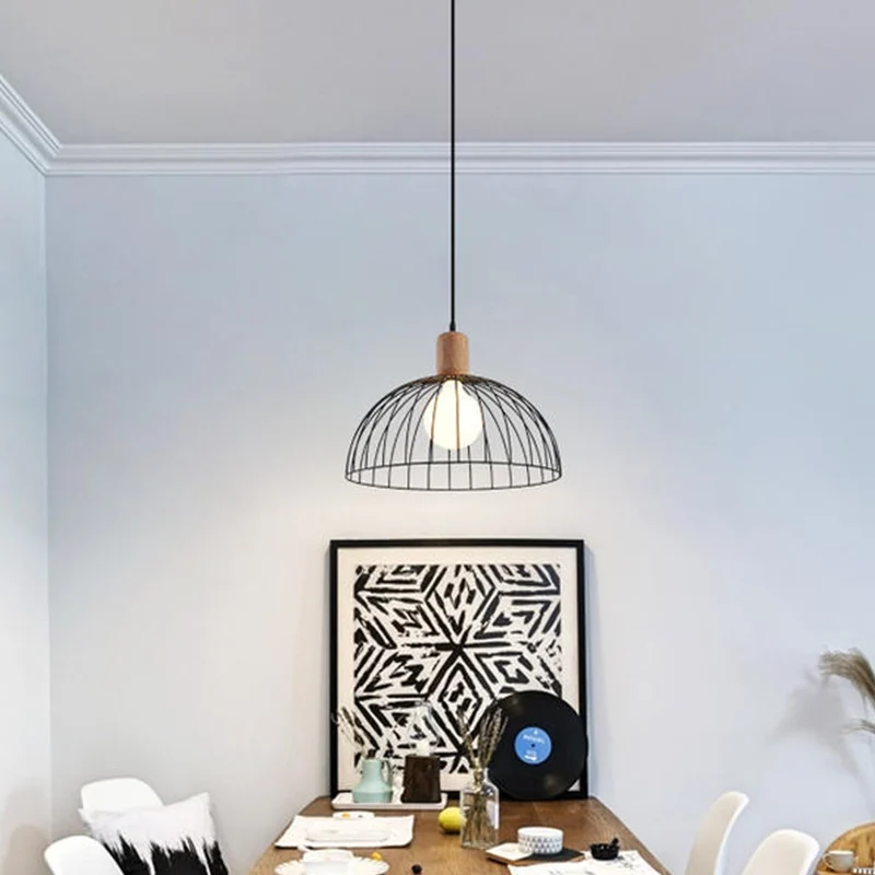 Dome hanglamp minimalistisch metaal 1 kop zwart slingerlicht voor woonkamer Clearhalo