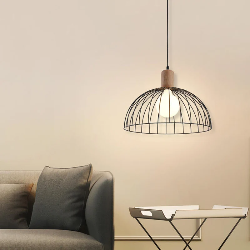 Dome hanglamp minimalistisch metaal 1 kop zwart slingerlicht voor woonkamer Clearhalo