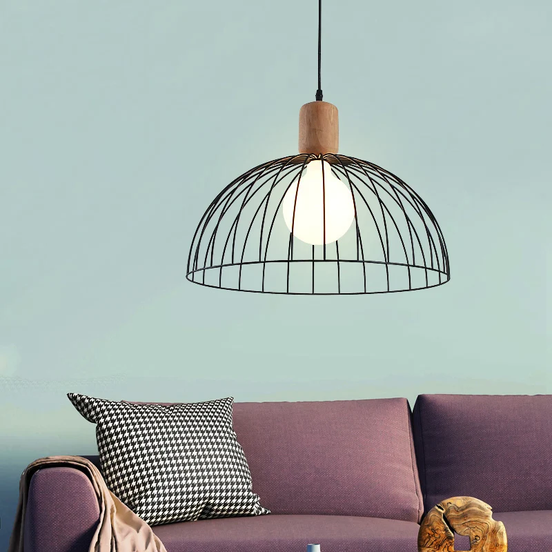 Dome hanglamp minimalistisch metaal 1 kop zwart slingerlicht voor woonkamer Clearhalo