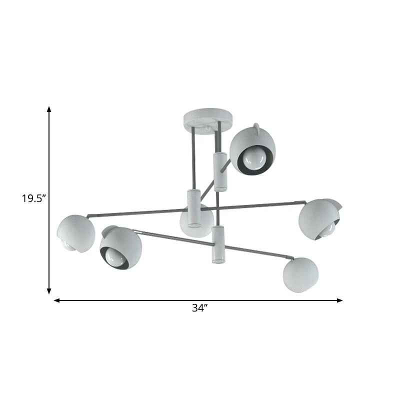 Dome hanglamp modern metallic 4/6 lampen woonkamer multi-licht hanglamp wit met wanorde geometrisch ontwerp Clearhalo