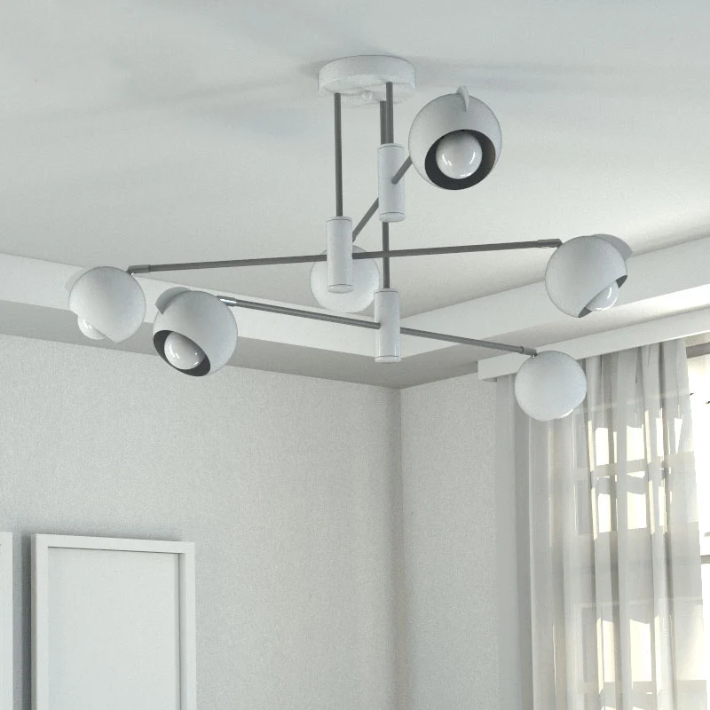 Dome hanglamp modern metallic 4/6 lampen woonkamer multi-licht hanglamp wit met wanorde geometrisch ontwerp Clearhalo