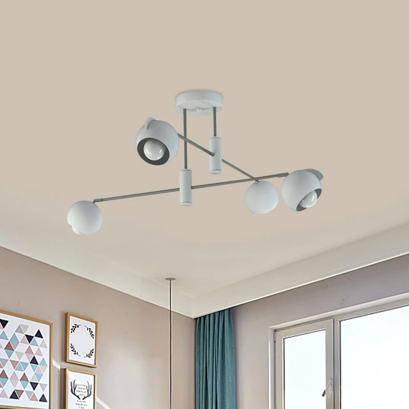 Dome hanglamp modern metallic 4/6 lampen woonkamer multi-licht hanglamp wit met wanorde geometrisch ontwerp Clearhalo