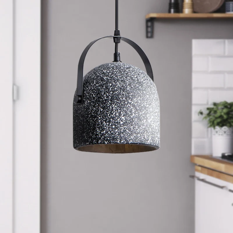 Dome Hanglamp Nordic Cement 1 Licht Zwart/Grijs/Wit Hangende Hanglamp Clearhalo