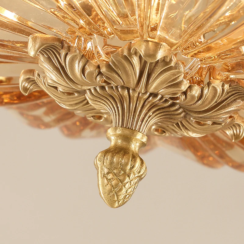 Dome helder glas semi-inbouw licht modernistisch 5-lichts gouden inbouw plafondlamp met kristallen drapering Clearhalo