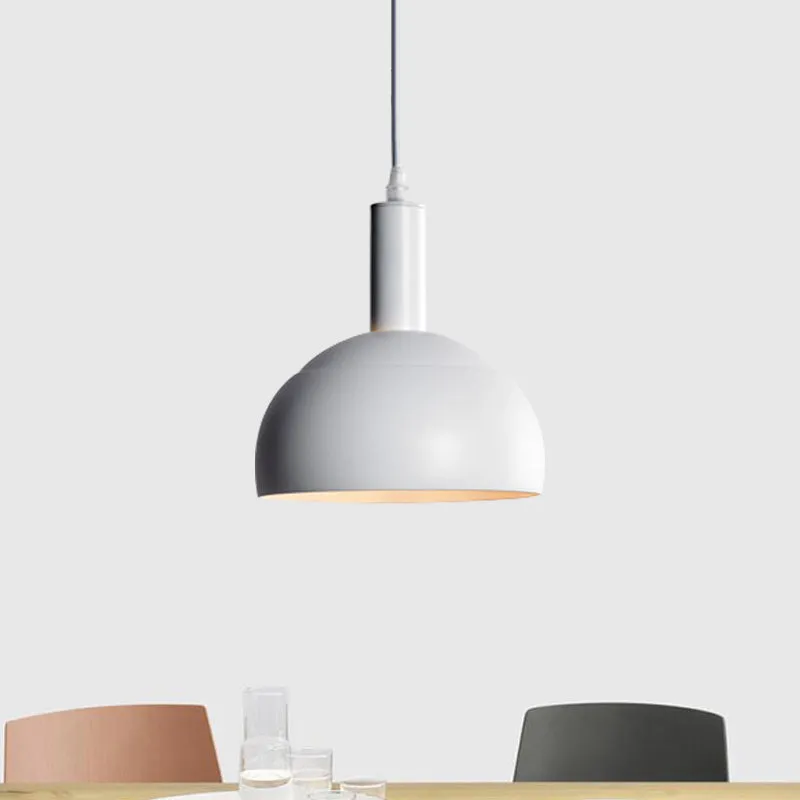 Dome Iron Down Lighting moderne Scandinavische stijl 1-lichts restaurant hangende hanglamp wit Clearhalo
