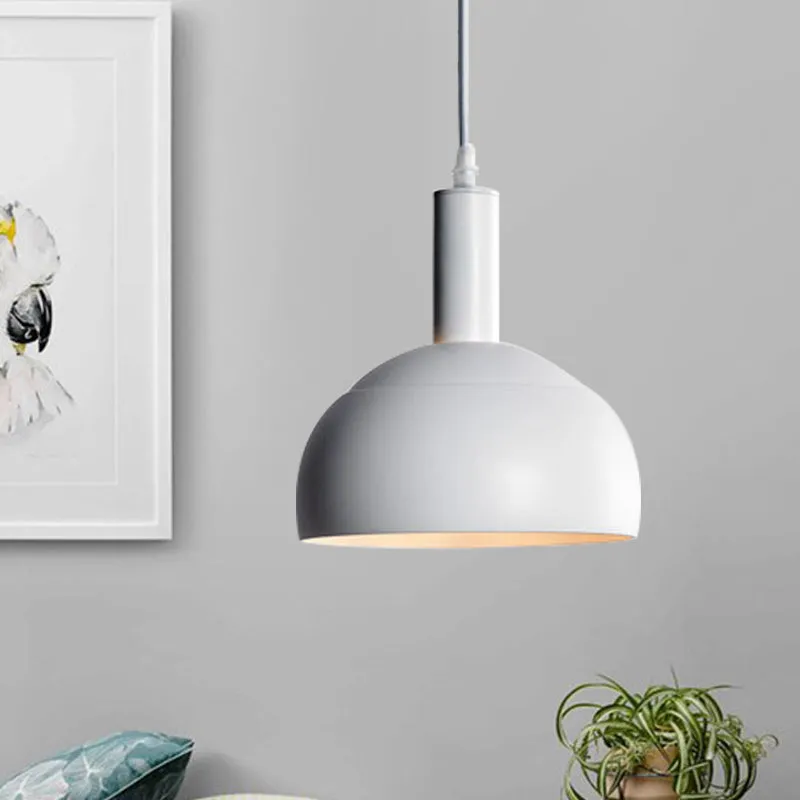 Dome Iron Down Lighting moderne Scandinavische stijl 1-lichts restaurant hangende hanglamp wit Clearhalo