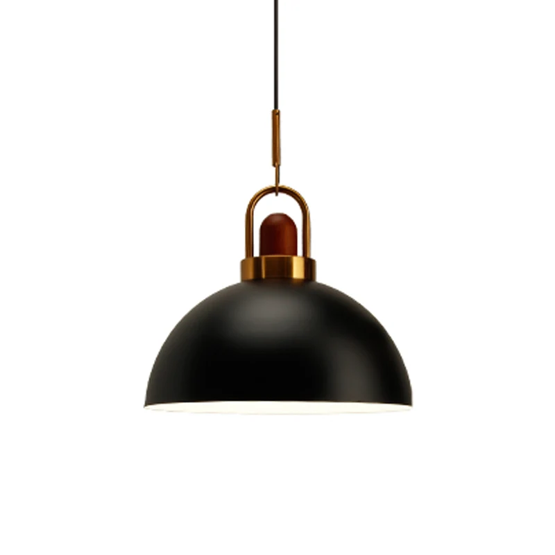 Dome Kitchen Bar Pendellamp IJzer 1 Lamp Macaron Hangende Hanger Roze/Wit/Grijs met Houten Blad en Handvat Clearhalo