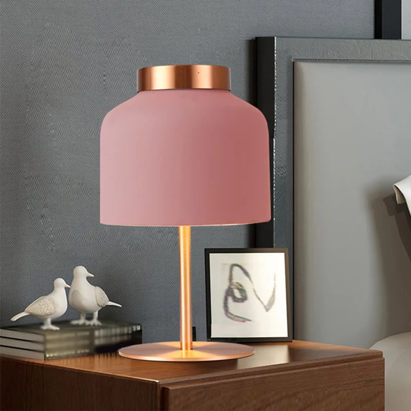 Dome metalen bureaulamp Minimalistisch roze/blauw nachtkastje met 1 kop en verstelbaar ontwerp Clearhalo