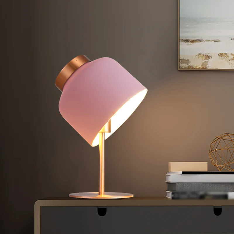 Dome metalen bureaulamp Minimalistisch roze/blauw nachtkastje met 1 kop en verstelbaar ontwerp Clearhalo