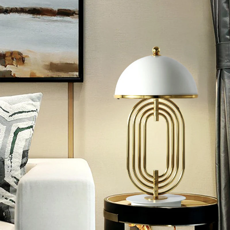 Dome Nachtkastje Verlichting Luxe metalen 1-kops woonkamernachttafellamp wit met verstelbare multi-ovale ring Clearhalo