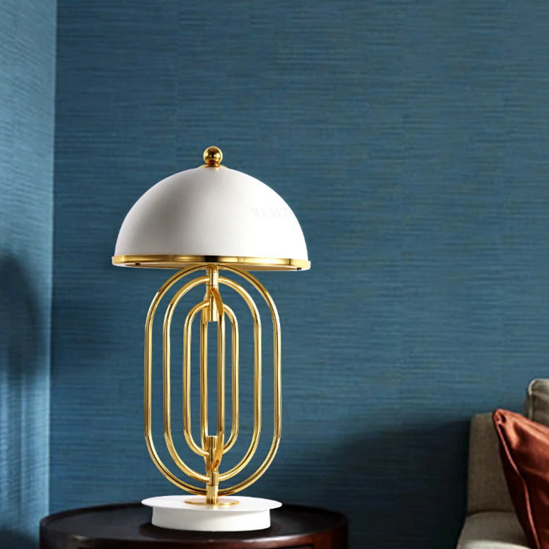 Dome Nachtkastje Verlichting Luxe metalen 1-kops woonkamernachttafellamp wit met verstelbare multi-ovale ring Clearhalo