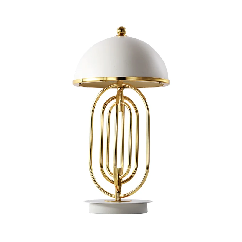 Dome Nachtkastje Verlichting Luxe metalen 1-kops woonkamernachttafellamp wit met verstelbare multi-ovale ring Clearhalo