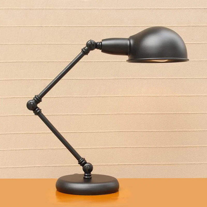 Dome Restaurant Tafelverlichting Vintage Ijzeren 1-kops 4,5"/6" Brede Bureaulamp met zwarte afwerking en zwenkarm Clearhalo