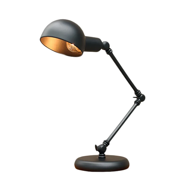 Dome Restaurant Tafelverlichting Vintage Ijzeren 1-kops 4,5"/6" Brede Bureaulamp met zwarte afwerking en zwenkarm Clearhalo
