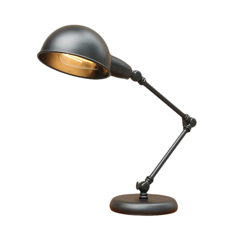 Dome Restaurant Tafelverlichting Vintage Ijzeren 1-kops 4,5"/6" Brede Bureaulamp met zwarte afwerking en zwenkarm Clearhalo
