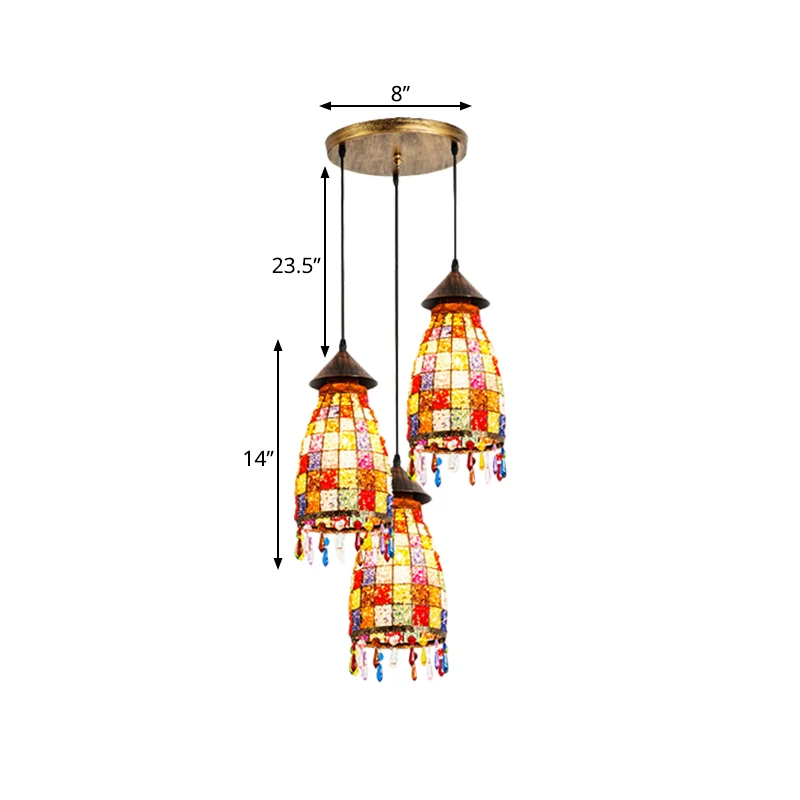 Dome Shade Bar Multi Light Hanglamp Vintage Metaal 3 Kops Zwarte Plafondlamp met Lineaire/Ronde Luifel Clearhalo