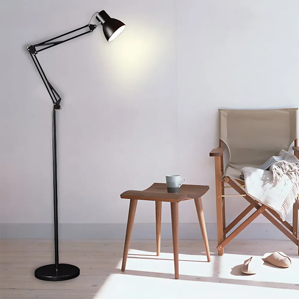 Dome Shade Woonkamer Stand-up Lamp Metallic 1-lichts eigentijdse stijl Taakvloerlamp zwart/wit Clearhalo
