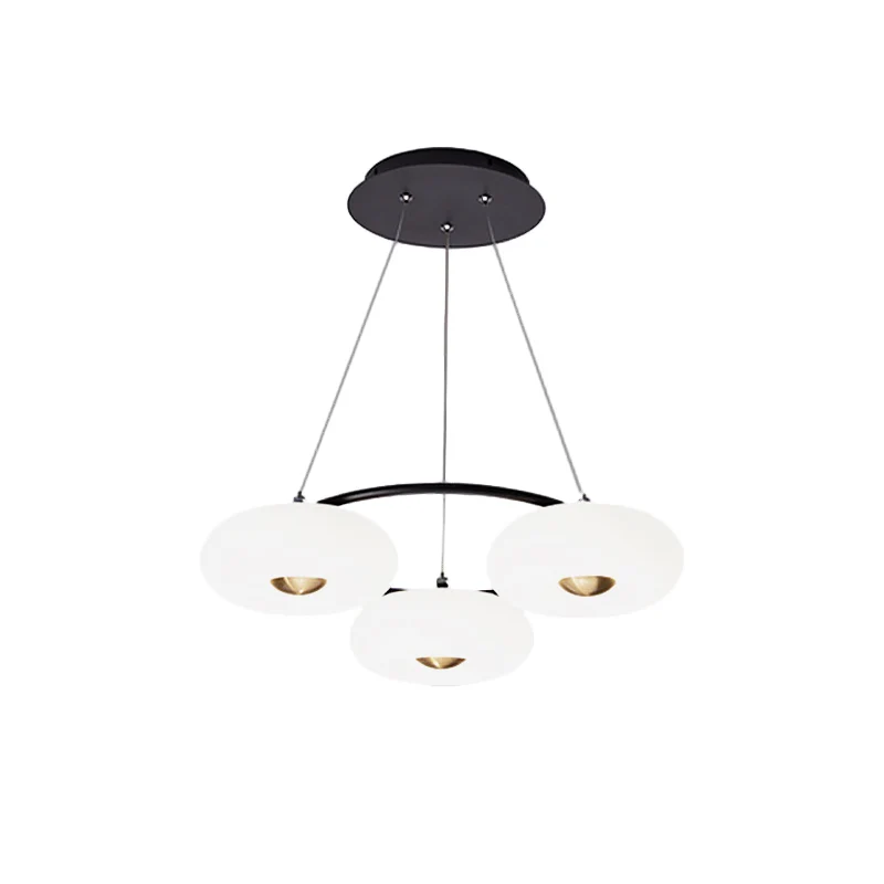Donut Eetkamer Plafondkroonluchter Acryl 3-koppige moderne LED hangende hanglamp zwart en wit Clearhalo