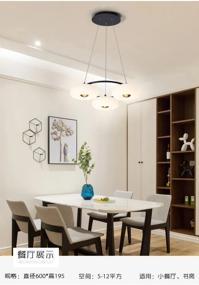 Donut Eetkamer Plafondkroonluchter Acryl 3-koppige moderne LED hangende hanglamp zwart en wit Clearhalo