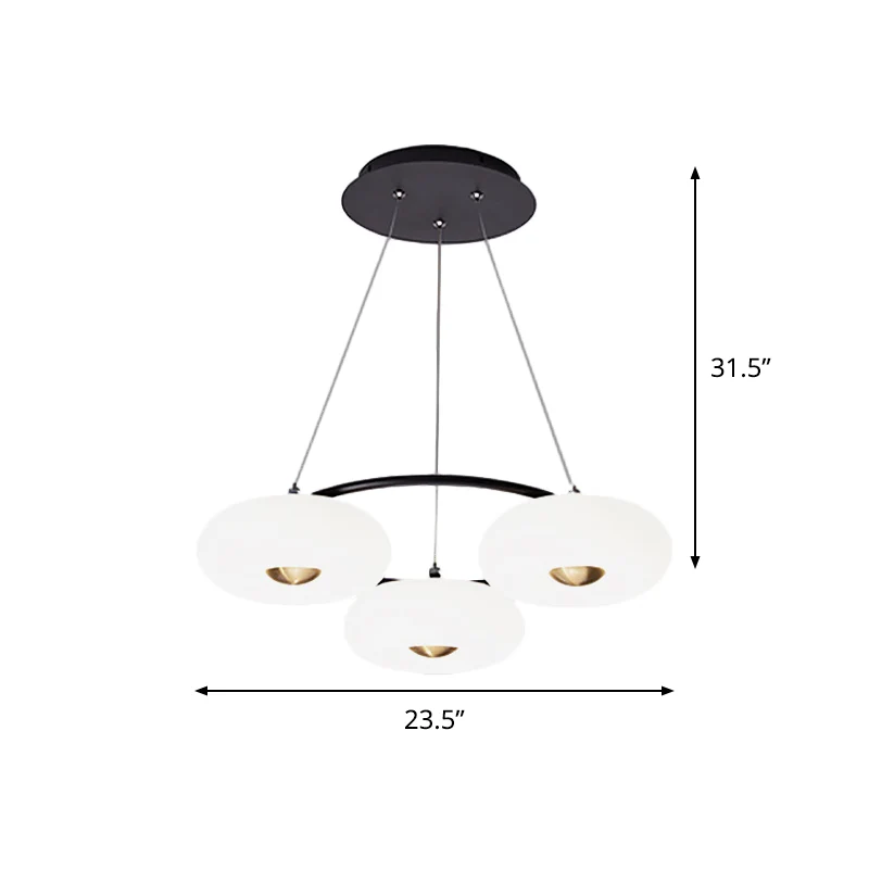Donut Eetkamer Plafondkroonluchter Acryl 3-koppige moderne LED hangende hanglamp zwart en wit Clearhalo
