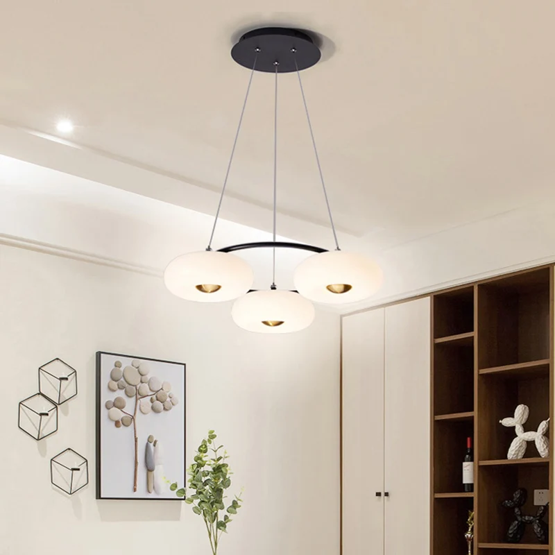 Donut Eetkamer Plafondkroonluchter Acryl 3-koppige moderne LED hangende hanglamp zwart en wit Clearhalo