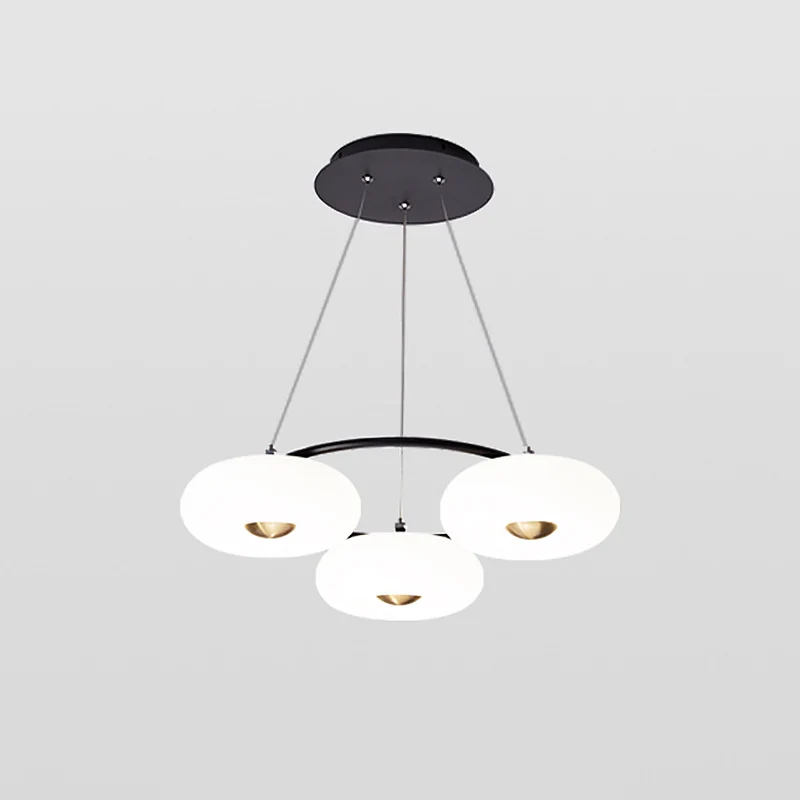 Donut Eetkamer Plafondkroonluchter Acryl 3-koppige moderne LED hangende hanglamp zwart en wit Clearhalo
