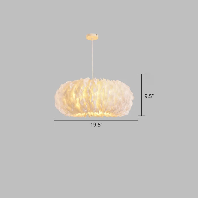 Donutvormige hanglamp, eenvoudige stijl veren slaapkamer plafondkroonluchter wit Clearhalo