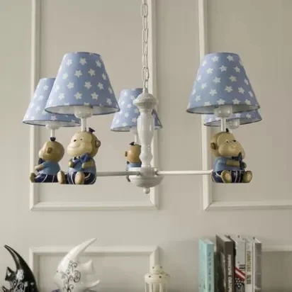 Dot taps toelopende schaduw kroonluchter kinderhanglamp van metaalhars met aap voor eetkamer Clearhalo