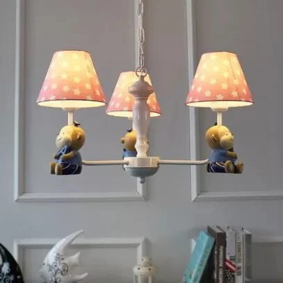 Dot taps toelopende schaduw kroonluchter kinderhanglamp van metaalhars met aap voor eetkamer Clearhalo