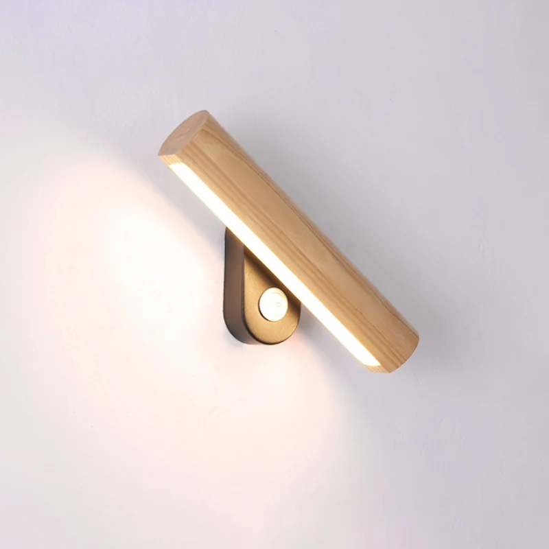 Draaibare buis nachtkastje wandmontage licht hout 8,5"/12,5" brede LED eenvoudige wandlamp armatuur warm/wit licht Clearhalo