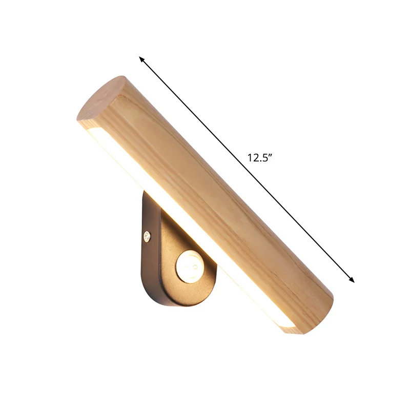 Draaibare buis nachtkastje wandmontage licht hout 8,5"/12,5" brede LED eenvoudige wandlamp armatuur warm/wit licht Clearhalo