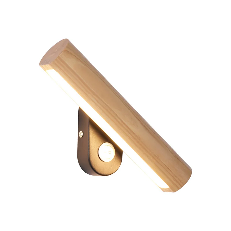 Draaibare buis nachtkastje wandmontage licht hout 8,5"/12,5" brede LED eenvoudige wandlamp armatuur warm/wit licht Clearhalo