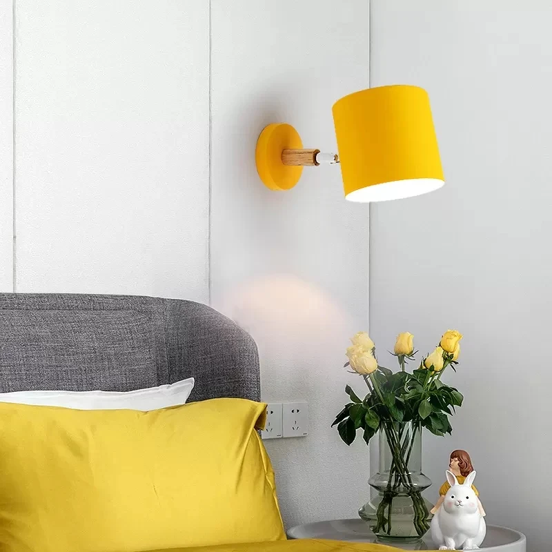 Draaibare cilinderwandlamp Macaron-stijl metalen wandlamp met één kop voor kinderslaapkamer Clearhalo