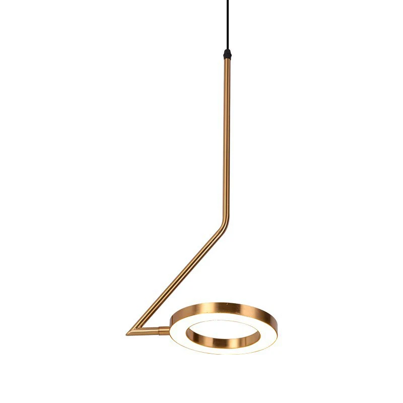 Draaibare gouden lushanger, eenvoudige, stijlvolle ijzeren LED-hanglampset met zigzagvormige arm Clearhalo