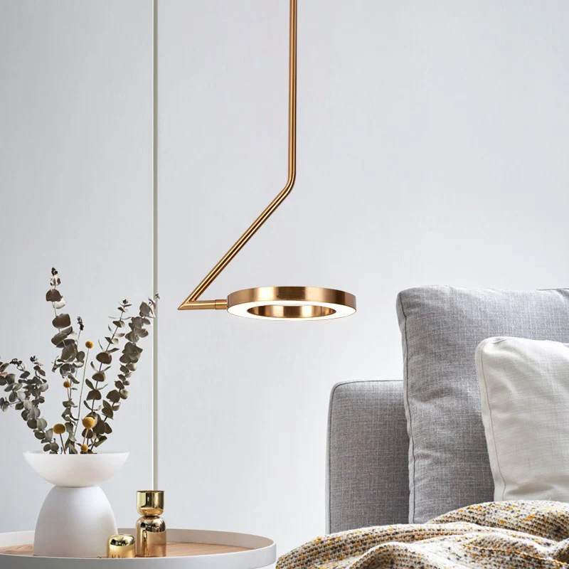 Draaibare gouden lushanger, eenvoudige, stijlvolle ijzeren LED-hanglampset met zigzagvormige arm Clearhalo